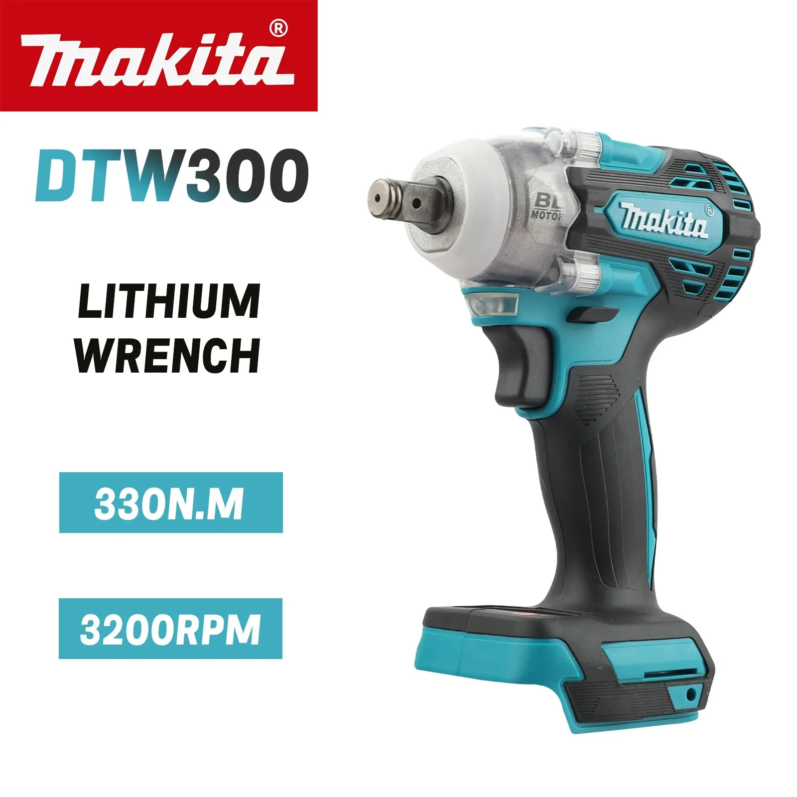 Power Tools Impact Wrench - Бесщеточный ударный гайковерт Makita DTW300, аккумуляторный,
