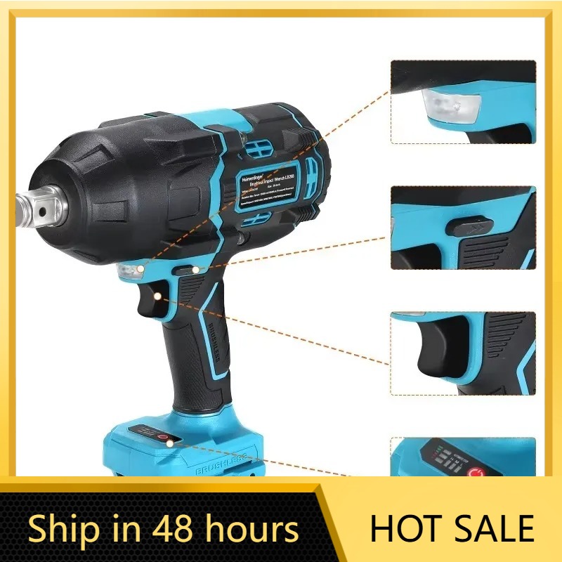 Power Tools Impact Wrench - Аккумуляторный бесщеточный ударный гайковерт Heimerdinger 1600N