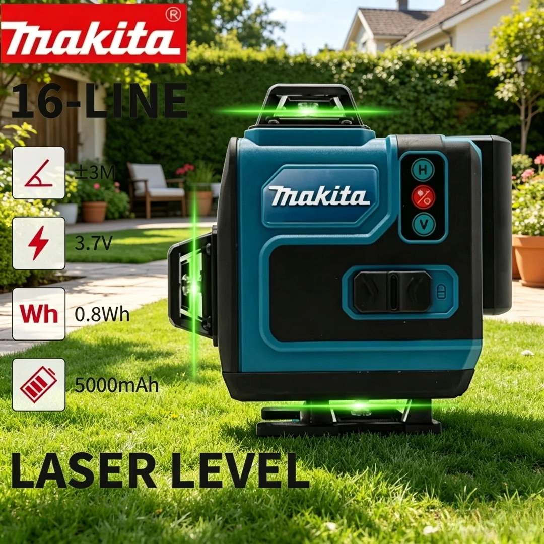 Power Tools Green - Лазерный нивелир Makita 3D-4D 16 линий,