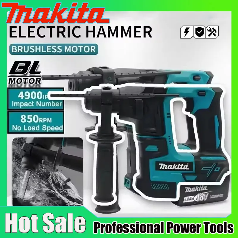 Power Tools Hammer - Бесщеточный аккумуляторный перфоратор Makita 18В, литиевая