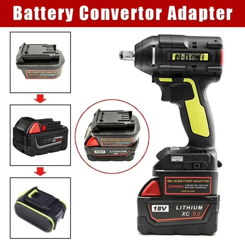 Power Tools Green - Адаптер-переходник для аккумуляторов Milwaukee 18 В,
