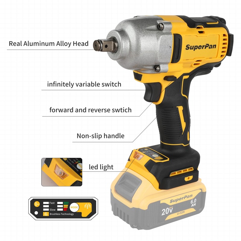 Бесщеточный аккумуляторный уда – обзор и цена Power Tools Impact Wrench